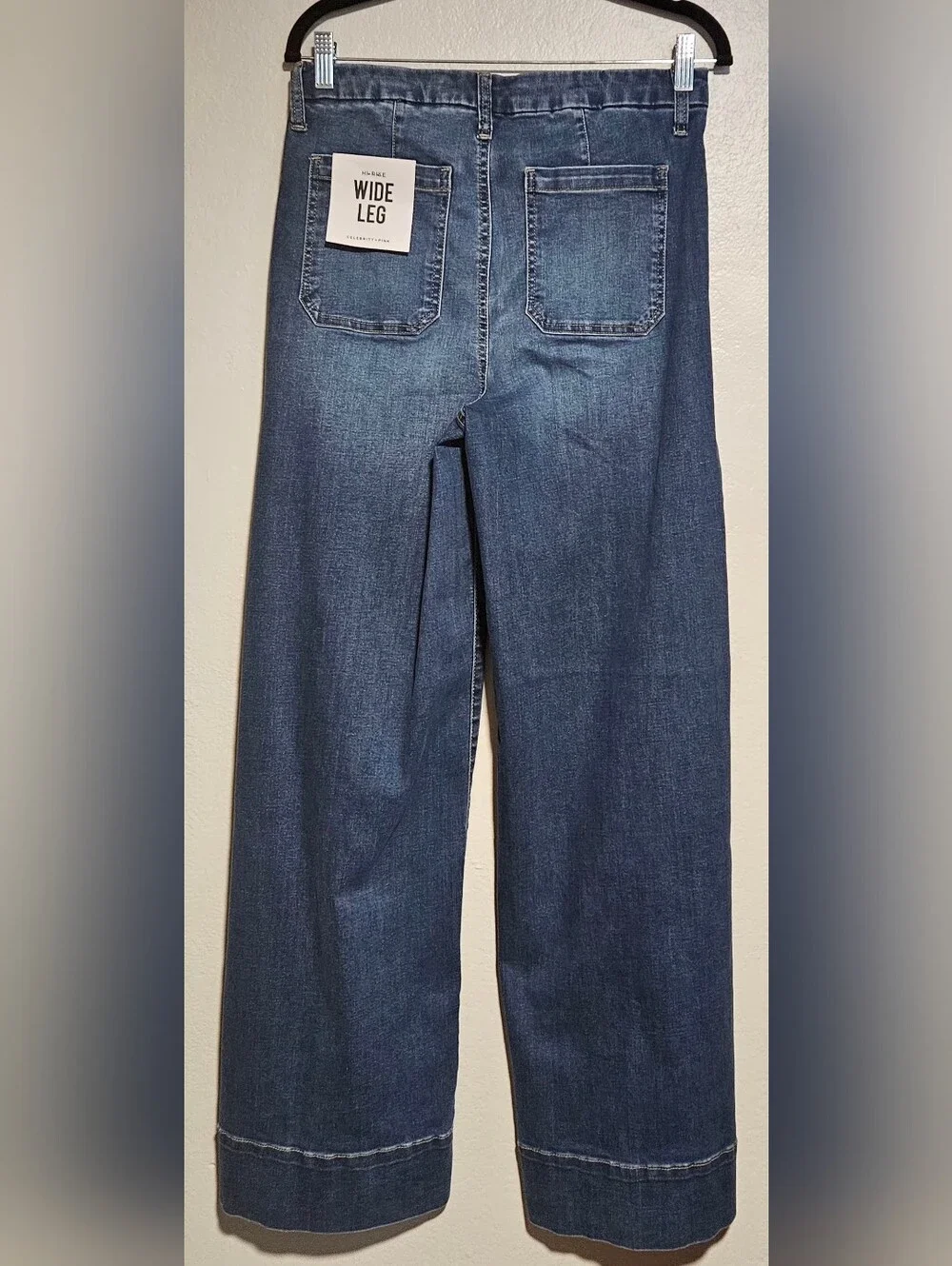 Celebrity Pink Juniors High Wide-Leg Patch Pocket Dark Wash Jeans Size 11/30 NWT - Picture 5 of 16